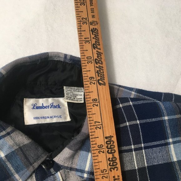 lumberjack Mens Plaid Flannel Button quilted virgin lining Shirt 1960's medium - Picture 4 of 10